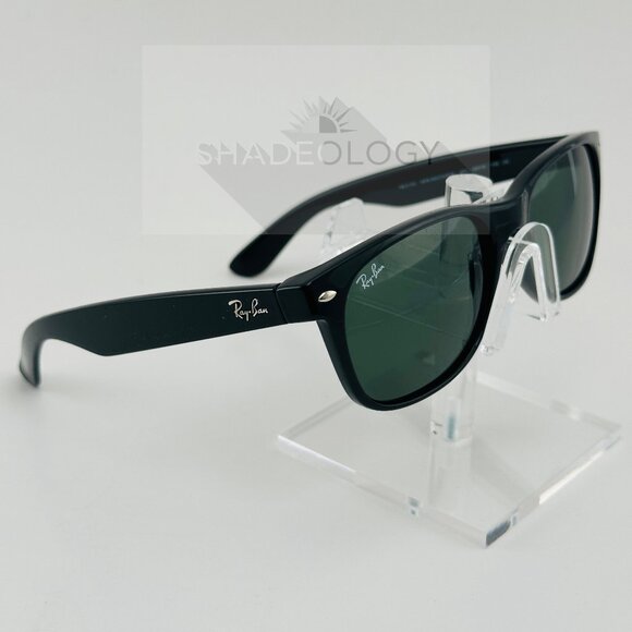Ray-Ban Sunglasses RB2132 New Wayfarer Classic Black Frame Green G-15 Lens 55mm - Picture 3 of 6